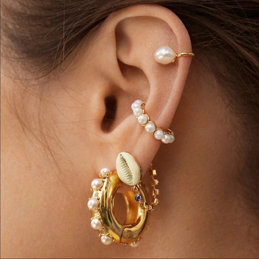 Faux Pearl Ear Cuff Earring - 2 Pc